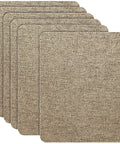 Self Adhesive Coarse Linen Fabric Repair Patches For Couch And Clothing Tear Restoration No Sweat DIY Home Wardrobe Essential Heavy Duty Upholstery Cover Kit Khaki Six Pack Set in a stacked layout.
