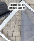 Replacing old screen with Fiberglass Window Screen Mesh Roll For Door And Window Repairs 36 Inch Wide By 100 Feet Long Black Insect Screen