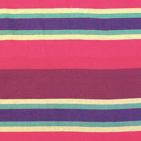 Close-up of Cotton Blend Bahamas Hammock In Burgundy With Caribbean Colors showing fabric stripes pattern.