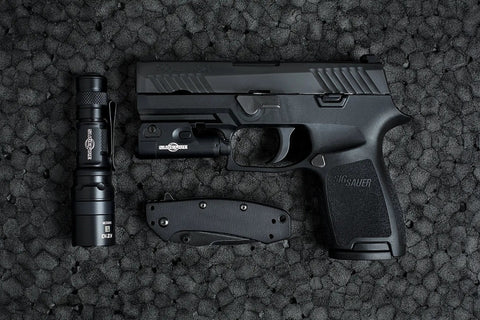Edcl 1 Everyday Carry LED Flashlight Black With Regulated Output 500 Lumen High And 5 Lumen Low alongside tactical gear