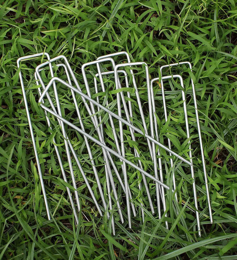 Beefy 6 Inch Galvanized Steel Garden Stakes Staples U Shaped Ground Pegs For Securing Weed Fabric Landscape Netting Ground Sheets And Fleece Anti Rust Outdoor Lawn Yard Stakes Pack Of 10
