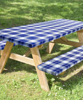 Picnic Table Cover With Bench Covers Set Includes 1 Table Cover And 2 Bench Covers 72 Inch Navy Blue Outdoor Tablecloth Waterproof And Windproof
