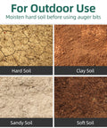 Four types of soil: hard, clay, sandy, and soft, suitable for 4 Pack Auger Drill Bits For Planting, Heavy Duty Steel With 3/8 Hex Drive.