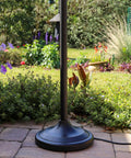 Base of Castillo Outdoor Floor Lamp With Oil Rubbed Bronze Highlight Finish in garden, Rustic Vibe Backyard Lighting, 62 Inch Tall