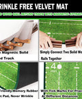 Indoor Putting Green Mat For Home Office And Outdoors With Automatic Ball Return Realistic 10 To 14 Yard Roll High Density Velvet Surface Durable Golf Practice Mat Gift For Golf Enthusiasts with solid wood track sections and eco-friendly rubber pad.