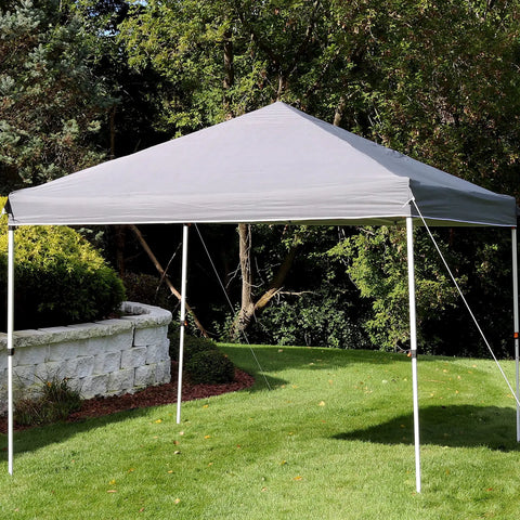 10x10 Canopy Replacement Top For Pop Up Shelter Heavy Duty PU Coated 150D Oxford Fabric in gray on frame outdoors