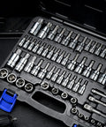 63-Piece Torx Bit Socket And External Torx Socket Set Beefed-Up With Standard Torx T, Tamper Proof TT, Torx Plus TP, And External E Sockets