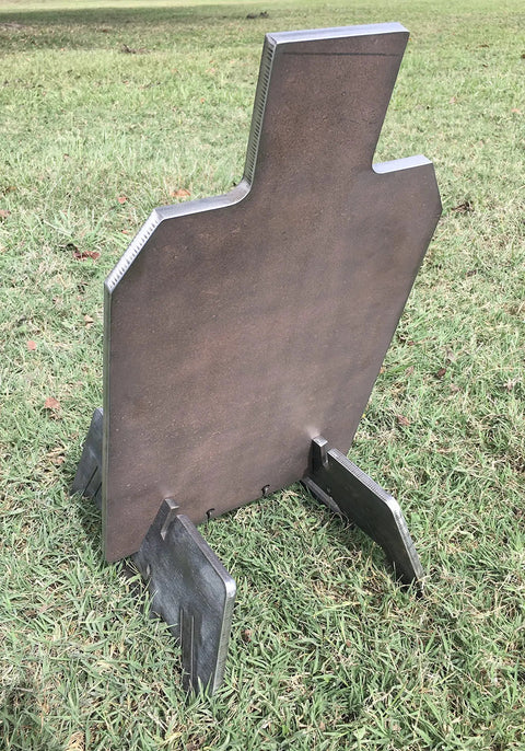 Portable 3/8 Inch AR500 Steel Shooting Ground Target 12x20 With Stand For 3/4 Inch EMT Conduit on grass