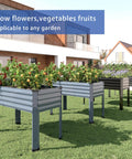 Set Of 2 Galvanized Raised Garden Beds With Legs, 48 By 18 By 30 Inches Elevated Planter Box For Backyard Garden, visible outdoors
