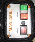 Close-up of controls on Heavy Duty Magnetic Drill Press That Is A Total Knockout With Six Piece Annular Cutter Set.