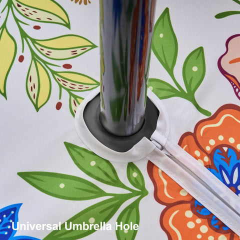 60 Inch Round Outdoor Tablecloth With Umbrella Hole And Zipper Spillproof And Wrinkle Free Paisley Patio Cover for Spring and Summer