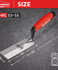Margin Trowel 5 Inch By 2 Inch Ground Blade One Piece Forged Heavy Duty High Carbon Steel With Soft Grip Handle on textured background