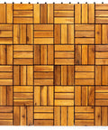 Acacia Wood Interlocking Deck Tiles 12x12 Inch Pack Of 9 For Indoor And Outdoor Use Waterproof All Weather Flooring Great For Patio Garden Balconies DIY Easy Install No Tools Needed Durable Hardwood Tiles