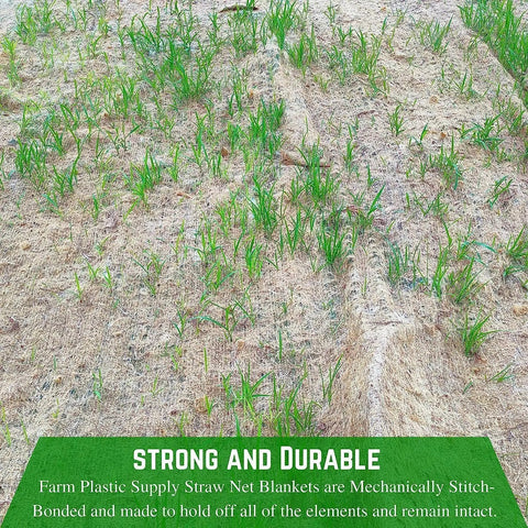 Straw Erosion Control Blanket For Lawns And Slopes No Nonsense Moisture Retention Garden Cover Mulch And Seed Protector shown installed on a grassy slope