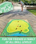 Person playing with Chip N Stick Golf Game Kit With 1 Chip N Stick Mat, 16 Balls, And Chipping Mat For 1 To 4 Players, Indoor Or Outdoor Practice