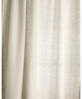 Light Filtering 100 Percent European Flax Linen Curtain 52 By 96 Inches Handwoven Rod Pocket Panel For Living Room And Bedroom Provides Privacy With Soft Natural Light Diffusion OEKO TEX Certified Cozy, close-up view of beige fabric texture.