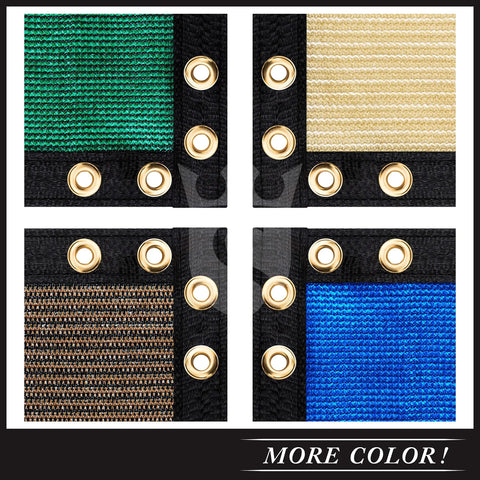 Green Fence Privacy Screen Netting 4 Ft By 50 Ft Breathable HDPE Mesh, close-up of grommet detail in four colors