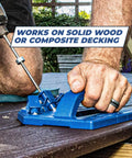 Deck Jig For Precise Concealed Deck Screw Installation And Smooth Plank Alignment with hands aligning drill guides