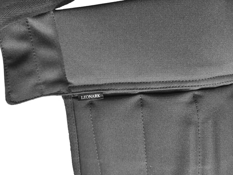 Close-up of Hema Sparring Apron Style Beefy Padded Groin And Thigh Protector With 350N Anti Stab Fabric showing stitching and material detail.