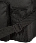 Close-up of New Improved Travel Bag Case for Nespresso Essenza Mini and Pixie with durable strap and mesh side pocket.