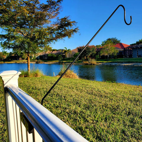 32 Inch One Piece Pole Extension Kit With Movable Hook For Hanging Bird Feeders, Flower Baskets, Chimes And More Away From Deck Railings