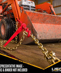 Top Shelf Grade 70 Chain 3 8 Inch By 400 Feet Heavy Duty Freight And Rigging Link With 6600 Pound Working Load Limit, shown with tractor.