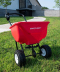 Commercial Walk-Behind Broadcast Spreader With 65 Lb Capacity For Grass Fertilizer And Seeds, Side Spread Control, 10 Inch Tires