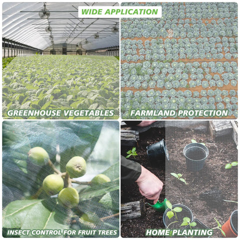 Ultra Fine Garden Netting For Insects And Birds Keeps Bugs And Critters Out While Letting Air Light And Water In Large 4x25 Ft Mesh Plant Cover for greenhouse vegetables, farmland, fruit trees, and home planting.