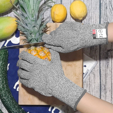 Level 5 EN388 Cut Resistant Kitchen Gloves For Chefs And DIYers, 2 Pairs No Cut Safety Gloves For Oyster Shucking, Mandolin Slicing, Meat Cutting And Wood Carving, Super Comfortable Fit With Snug Grip