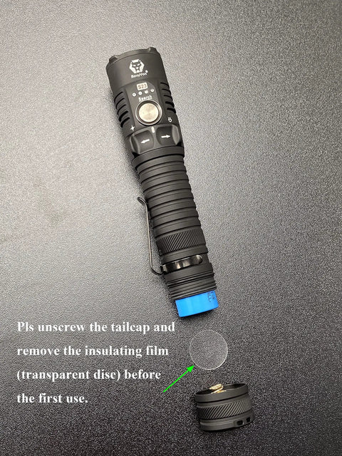 S23 Search Flashlight 4000 Lumen Long Throw Hella Bright With 5000mAh Rechargeable Battery IPX8 Waterproof, tailcap removed