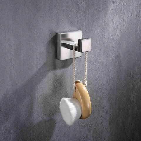 Heavy Duty Stainless Steel Towel Hooks 4 Pack Set, Square Wall Mounted Coat Robe Hooks For Bathroom And Kitchen, brush hanging