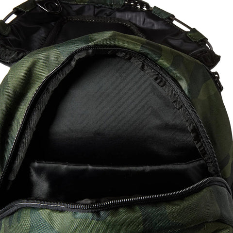 Interior view of Core Camo Everyday Backpack with 23L capacity, padded 13 inch laptop sleeve, durable nylon polyester blend.