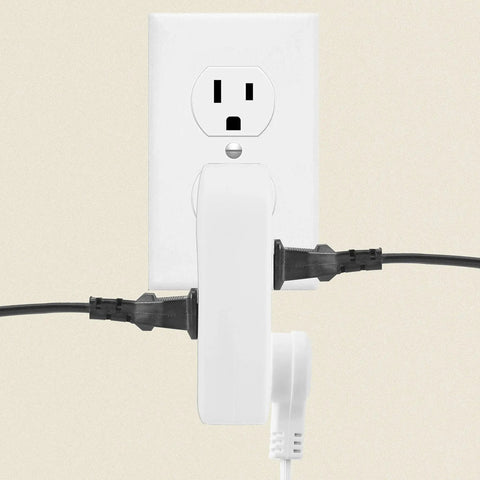 Triple Outlet Wall Tap Adapter With 3 Prong Plug For Behind Furniture, Right Angle Grounded Power Splitter In Durable Hard Plastic, UL Listed