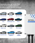Classic Connect 40A 9.6 kW Level 2 EV Charger For Home Use with compatible car brands and Grizzl-E box.