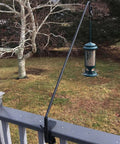Hella Durable Expandable Deck Hook With A Two Inch Non Slip Railing Mount Super Long Twenty Five Or Thirty Six Inch Telescoping Pole Bracket for bird feeder.
