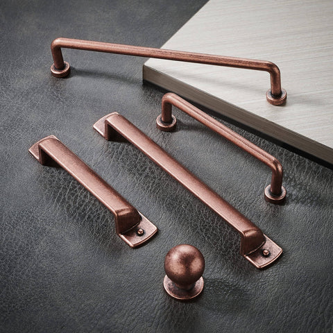 Six Pack Antique Copper Cabinet Pulls Three And Three Quarters Inch Center To Center Vintage Kitchen Hardware Farmhouse Style Drawer Handles For Dressers Cabinets Wardrobes And Dressing Tables displayed on dark surface