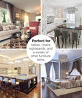 Collage of furnished rooms highlighting use of 20 Piece Assorted Felt Furniture Sliders Set For Hard Surfaces on hardwood and tile floors.