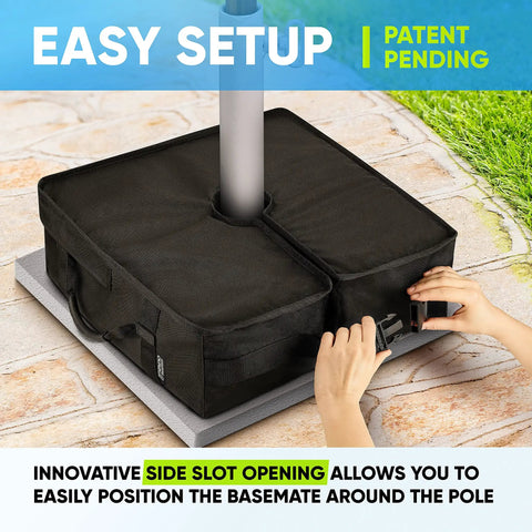 18 Inch Square Umbrella Base Weight for any offset cantilever and outdoor patio stands with side slot opening and sand fillable