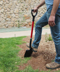 Person using Round Point Digging Shovel With D Handle, 31 Inch Fiberglass Shaft, Pro Grade Comfort Grip Spade for yard work