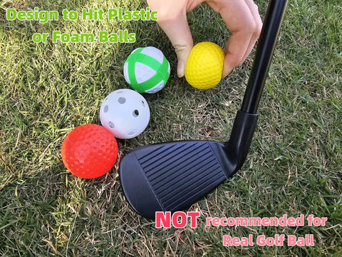 Retractable Metal Shaft Golf Chip Club With Durable ABS Head on grass with colorful soft foam balls for practice