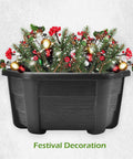 Top Tier Self Watering Wall Planters For Indoor Balcony And Railing Gardens, Dark Coffee Hanging Flower Pots With Integrated Trays and festive decoration.