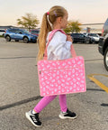 Child carrying Kids Travel Tray for Car Seat with Ipad Holder and Dry Erase Board Toddler Lap Desk, pink with star pattern