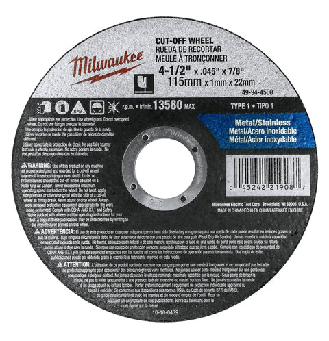 Image of Ten Pack Ultra Thin 045 Inch Metal And Stainless Steel Cutting Wheels For Grinders Four And A Half Inch Flat Cut Off Wheels