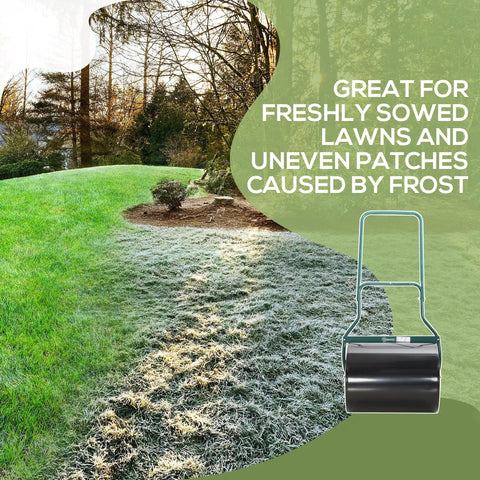 20 Inch Push And Tow Behind Lawn Roller With 16 Gallon Water Or Sand Fill Ideal For Flattening Sod And Smoothing Uneven Lawns In The Garden Heavy Duty Drum Roller For Tight And Open Spaces