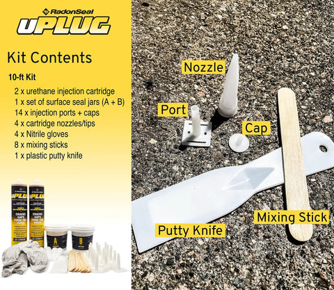 Foundation Crack Repair Kit With Polyurethane Injection Foam For Leaking Basement Walls 10 Foot Expands To Seal Water Leaks items.