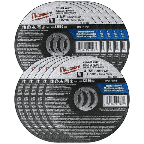 Ten Pack Ultra Thin 045 Inch Metal And Stainless Steel Cutting Wheels For Grinders Four And A Half Inch Flat Cut Off Wheels