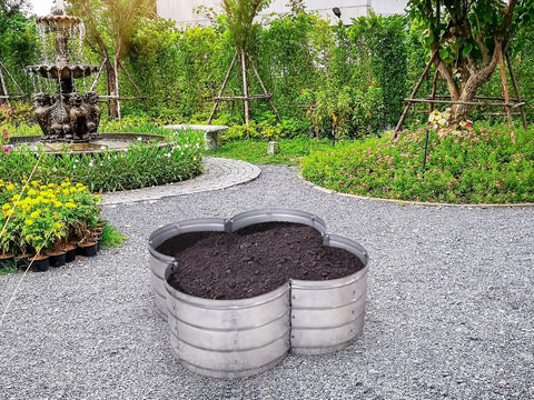 Galvanized Raised Garden Bed Outdoor 3x3x1 Ft Planter For Vegetables And Flowers in a garden setting