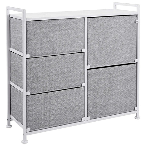 Bedroom Closet Organizer With Five Fabric Storage Drawers For Clothes And Accessories White Durable Space Saving Dresser For Wardrobe Organization And A Neat Ready To Grab Closet