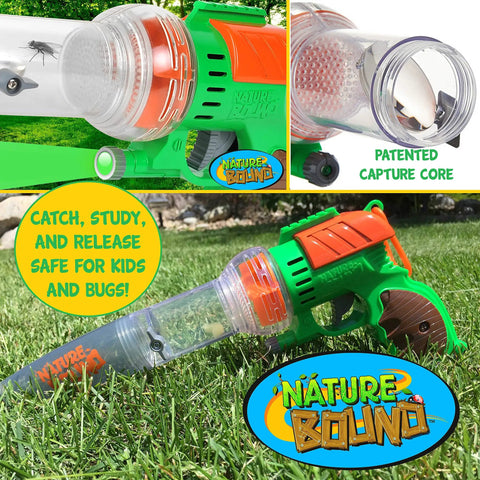 Bug Catcher Vacuum Kit With Light Up Habitat For Kids Kid Friendly Outdoor STEM Toy with clear capture tube and magnifying glass.