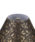 Off White Faux Linen Empire Lamp Shade With Brass Spider Fitter, 7 Inch Top, 18 Inch Bottom, 12.5 Inch High, Transitional Hardback Construction, 18 Inch Wide, Fits Lamp Harp And Finial Sold Separately with leaf pattern design.